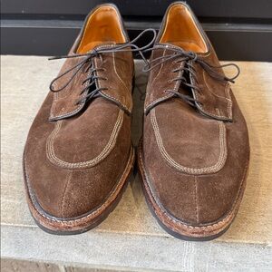 Faconnable mens 13 D brown suede leather lace up split toe derby dress shoes EUC